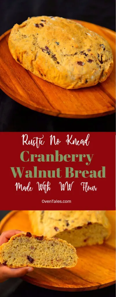Cranberry Walnut No Knead Bread 