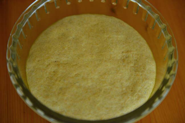 Whole wheat piazza dough after rising