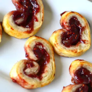 Valentine Palmiers - Crunchy heart shaped cookies filled with jam