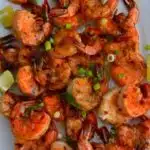 Easy Grilled Shrimp flavored with lemon, garlic parsley and a few chili flakes