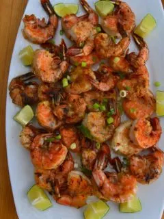 Crispy Grilled shrimp on a platter