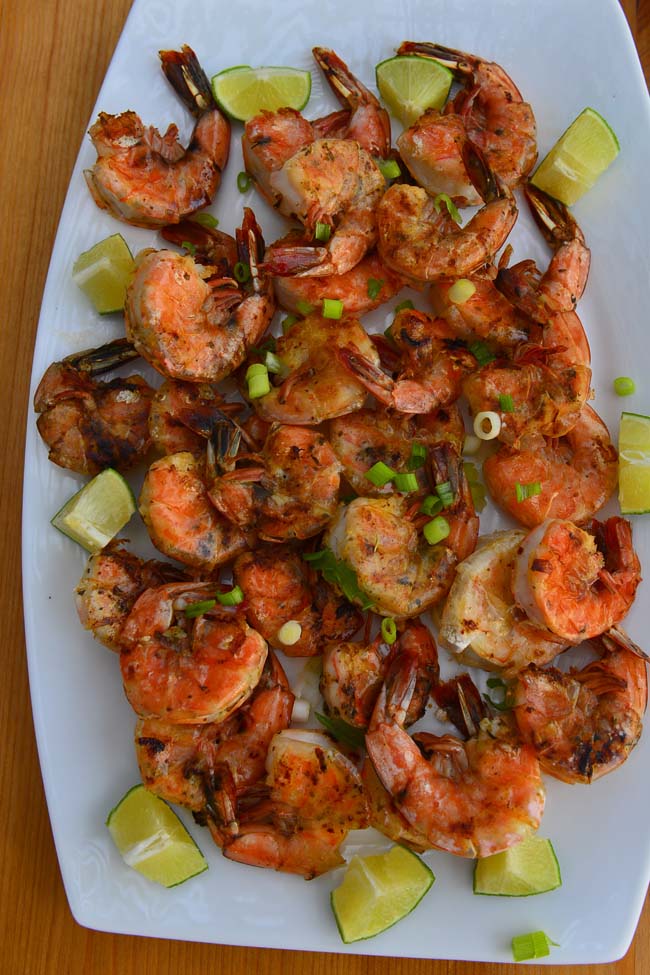 Crispy Grilled shrimp on a platter