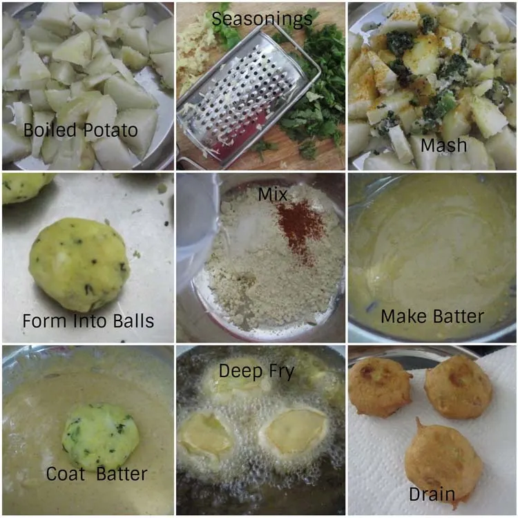 making batata vada - or potato fritter