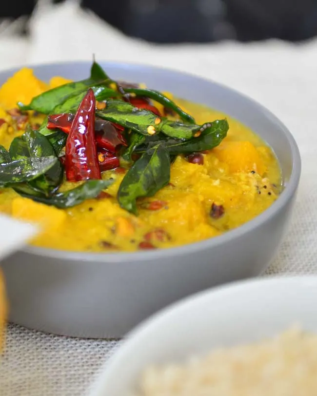 Pumpkin and beans in a mild coconut curry