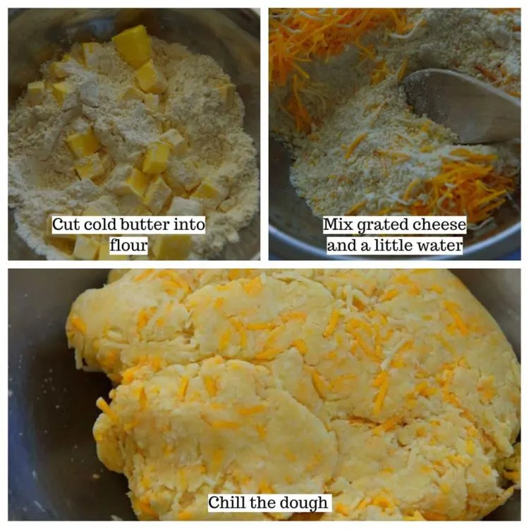 Collage of images showing the stages in making the cracker dough