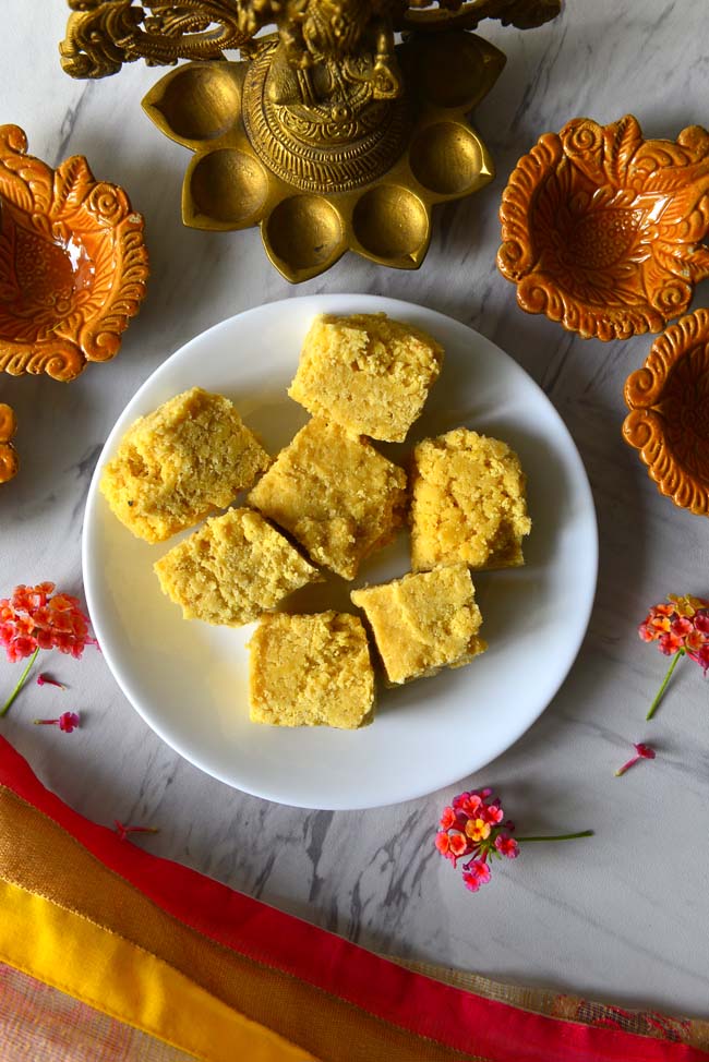 Seven Cups Burfi - Indian fudge made with chickpea flour 