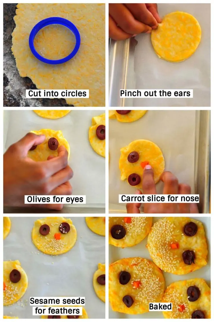 Collage of images showing steps in making the cracker.