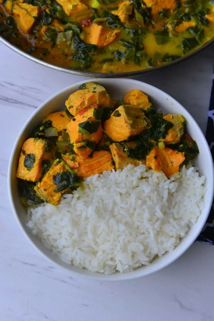 Curried Salmon with Spinach