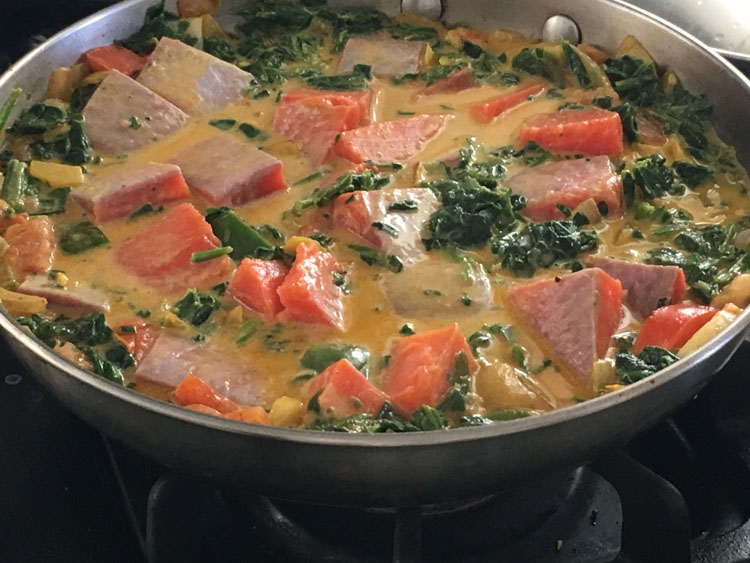 Curried Salmon With Spinach