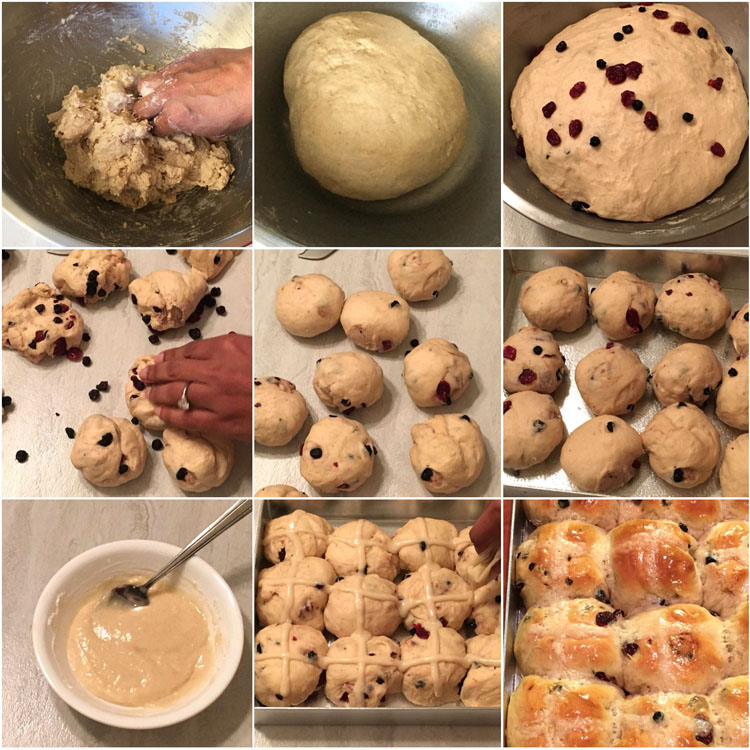 A collage images detailing the bread making process.