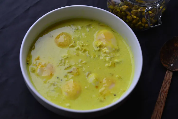 Egg Drop Curry - Poached Egg curry with coconut milk and spices