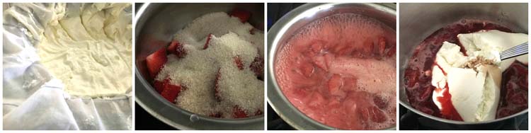 making three ingredient strawberry frozen yogurt