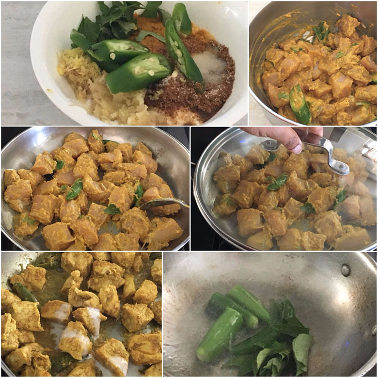 Curry Leaf Chicken Steps