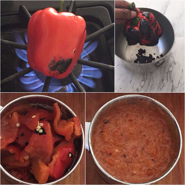 Making Red Bell Pepper Chutney