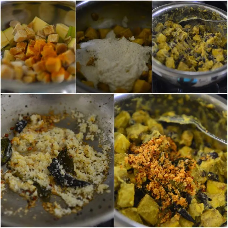 Making Koottu Curry - Vegetable and Chick Pea Dish