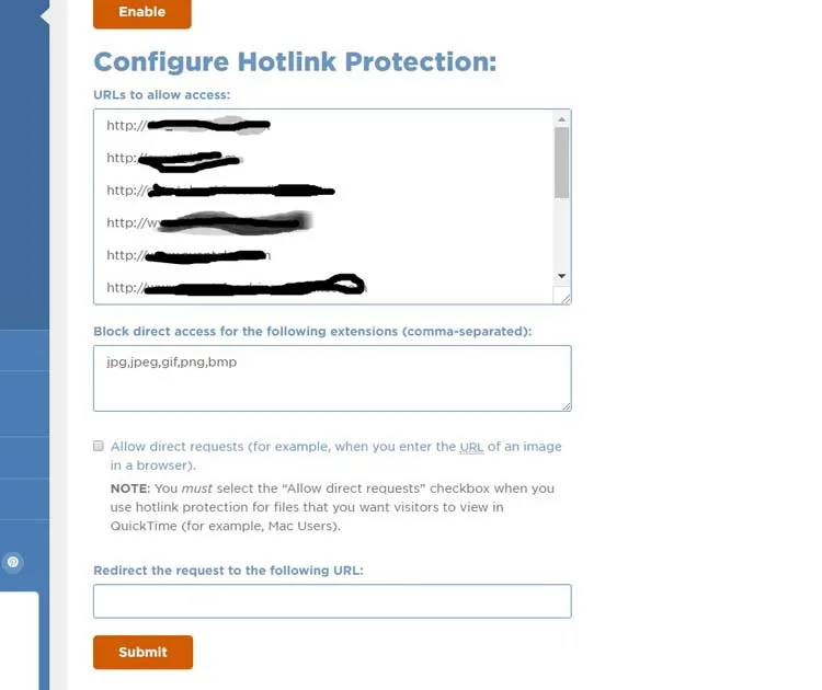 Setting Hotlink Protection 