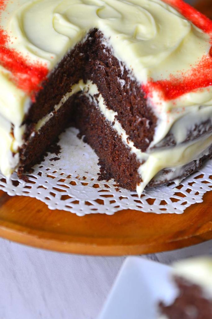 Old fashioned Mahogany cake - chocolate and coffee velvet cake