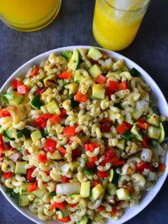 Grilled Vegetable Pasta Salad on a plate