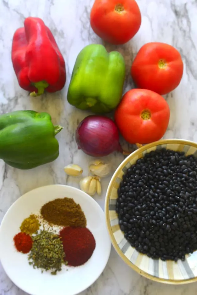All that goes into a delicious black bean chili