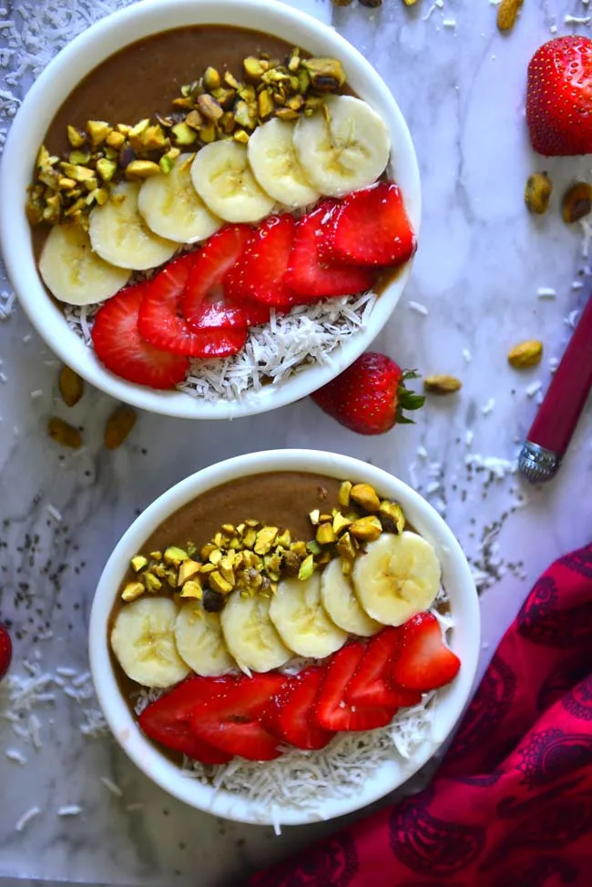 Fruit And Chocolate Smoothie Bowl