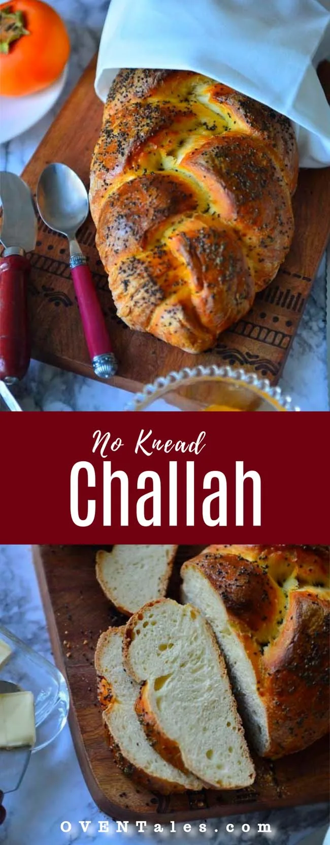 No knead version of soft and delicious challah - easy to make even for a beginer baker