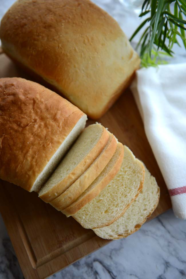 Herman Milk Bread Loaves- One Sliced to show texture. 