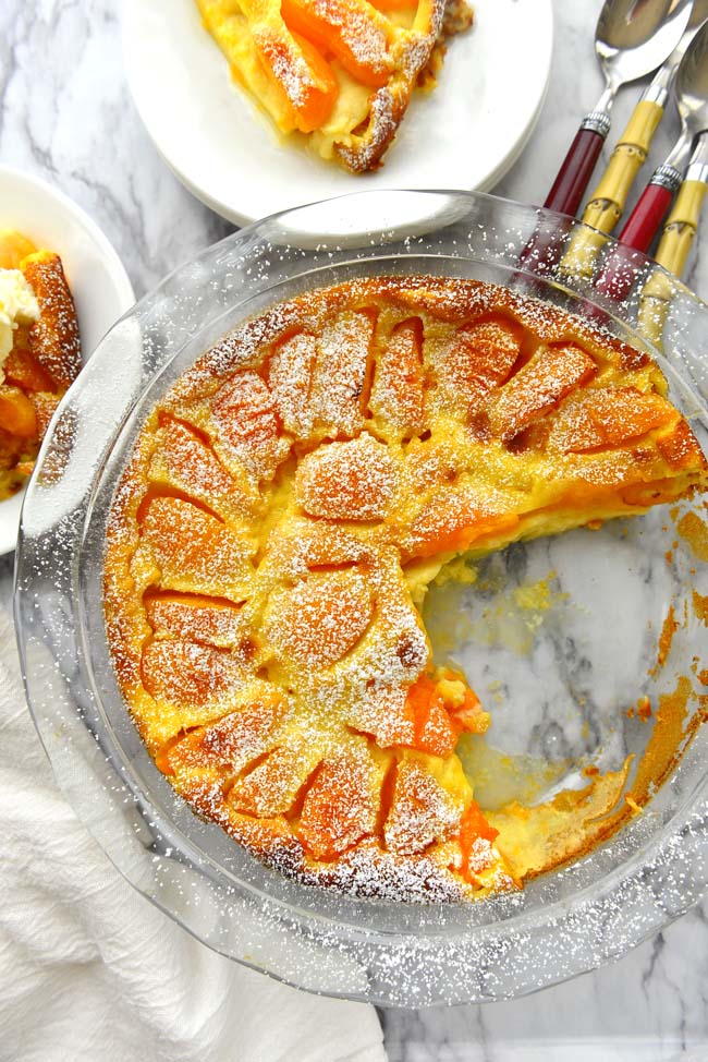 Apricot Clafoutis - a luscious  custard cake  dotted with apricots