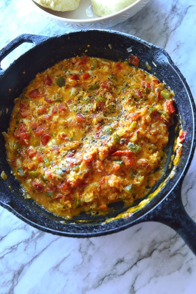 Menemen - Turkish scrambled eggs with tomatoes and peppers