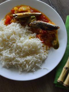Sardine and Potato curry served with white rice - a happy meal