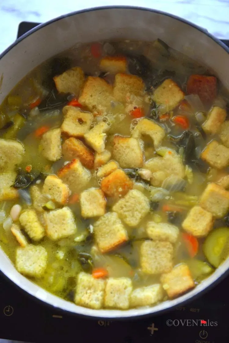 Cooking Ribollita in a soup pot