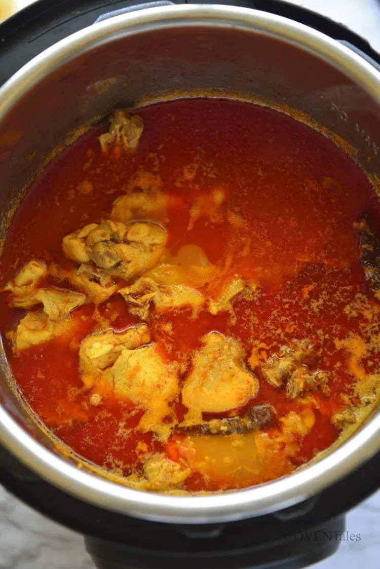 Fiery red curry in an Instant Poy